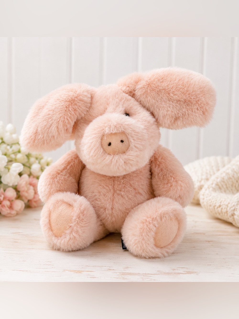 Vintage 90s Boyds Bears Rosie O Pig Plush Animal Bean Stuffing Jointed Fuzzy Pig